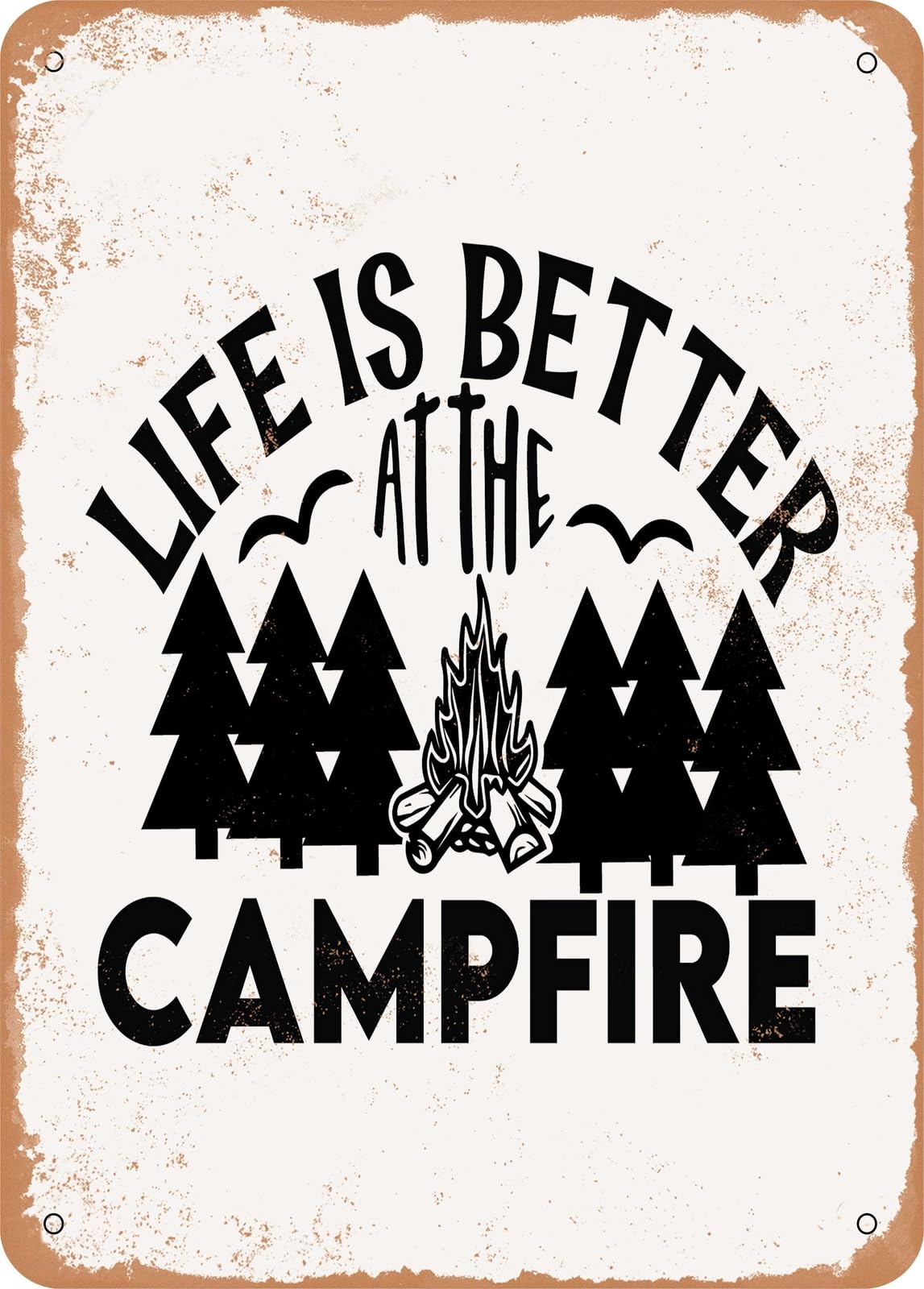 Miaomansenstore Metal Sign - Life Is Better At The Campfire - Vintage Look Home Decor
