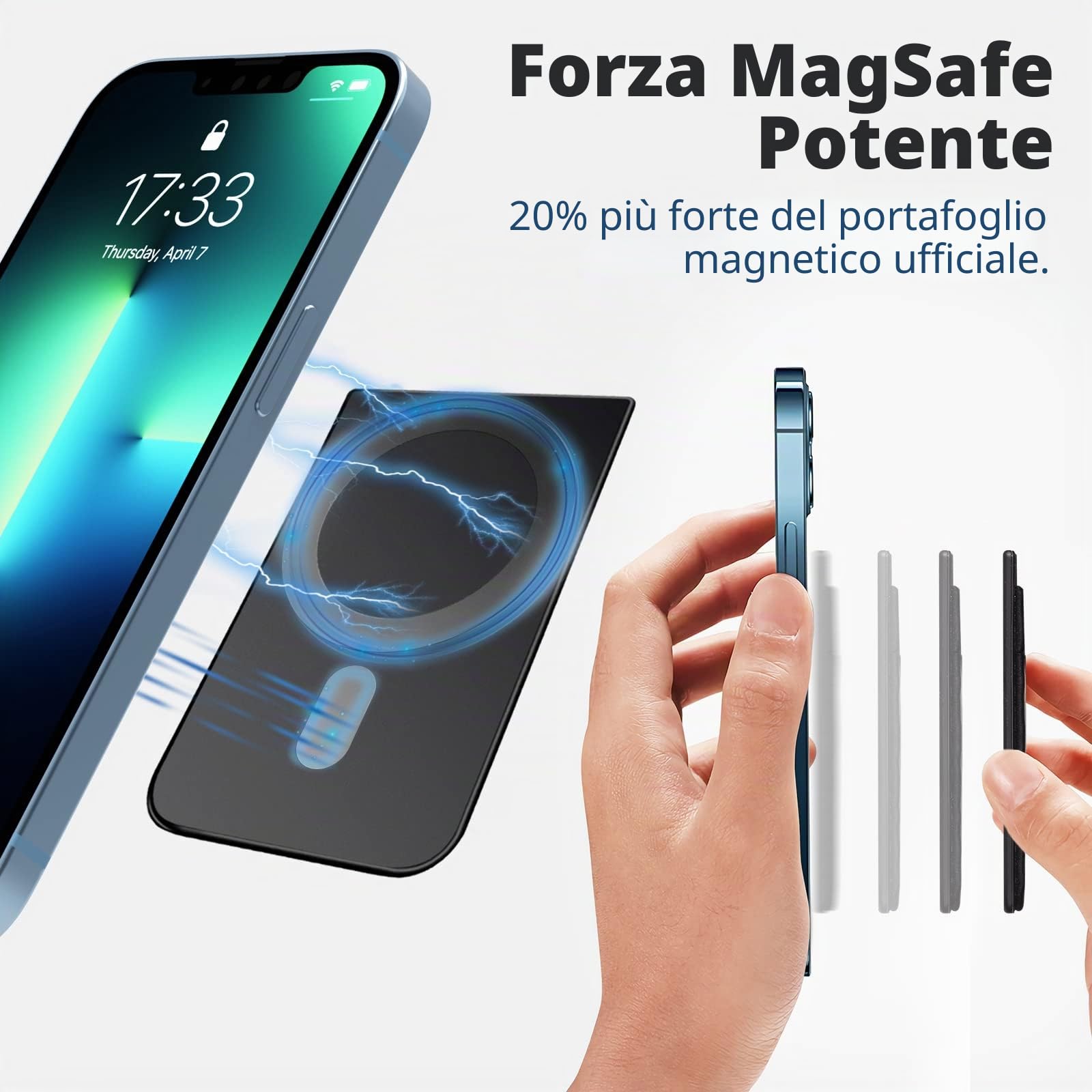 imluckies Portafoglio Magnetico Compatibile con MagSafe Wallet per iPhone 17 16 15 14 Pro Max Plus 12 13 Serie, [Fino a 5-7 Carte] Doppio Elastico in Tessuto Tasche Porta Carte, Nero