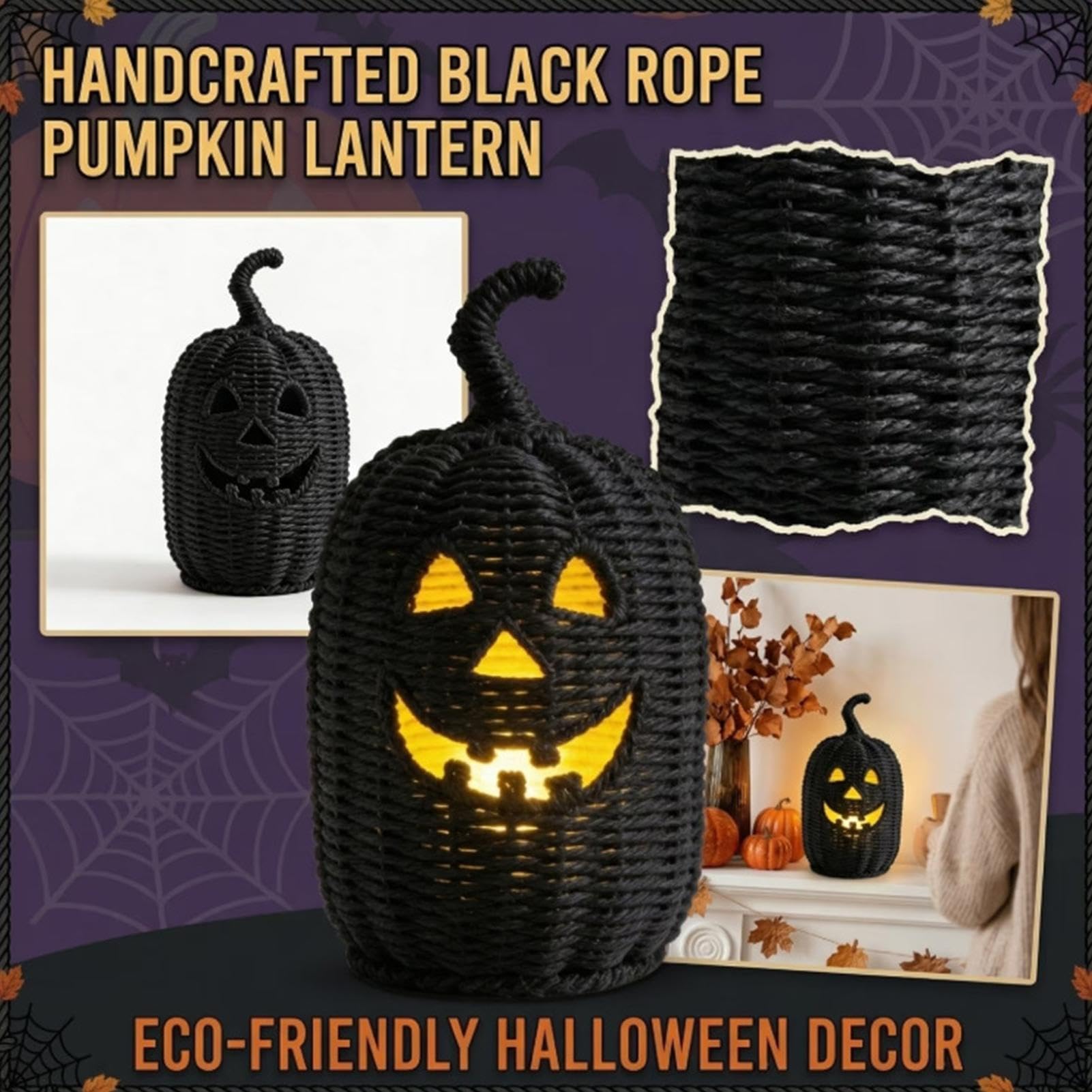 Geflochtener Halloween-Kürbis LED-Kerze Halloween-Aufbewahrungsbox