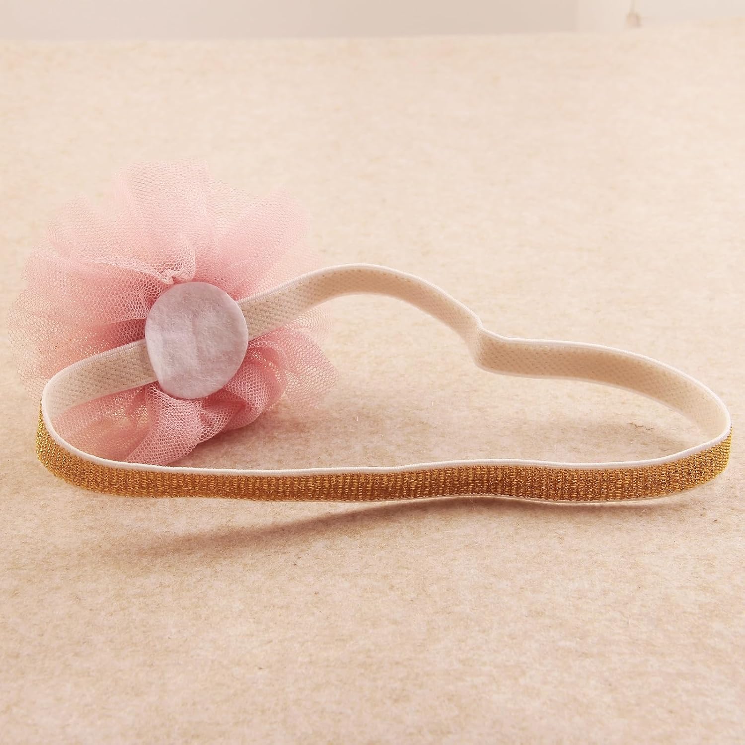 Nishine 1.3"x1.3" Mini Baby Girl Tulle Crown Headband Toddler Princess Crown Tiaras Birthday Photography (Gold, Elastic) - Image 6