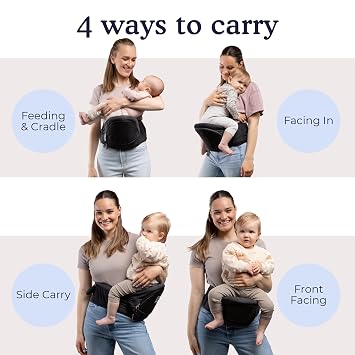 Beco Foldable Hip Seat Baby Carrier, Newborn to Toddler, 4-in-1, Black