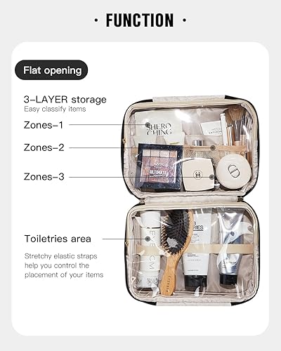 Miniatura 4 de EACHY Neceser de viaje con gancho para colgar, bolsas de maquillaje portátiles para mujeres, accesorios de viaje de tamaño completo resistentes al
