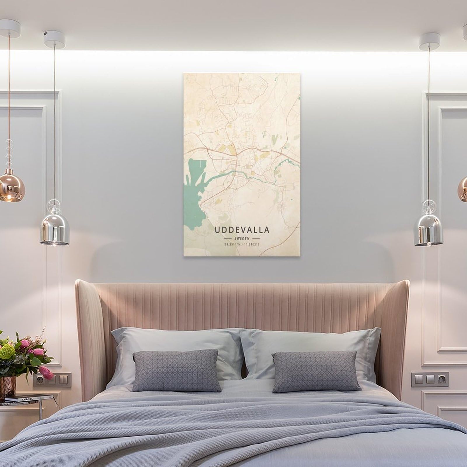 LZTEN Uddevalla - Poster con mappa della Svezia, stampa vintage, per camera di ragazzi e adolescenti, stampa artistica da parete su tela, 40 x 60 cm