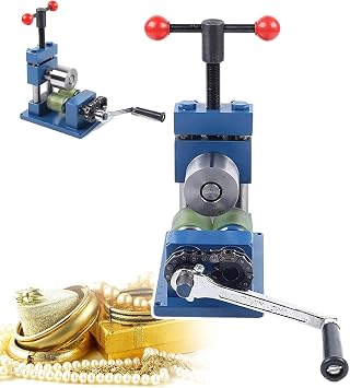 Jewelry Rolling Mill Machine,Jewelry Making Manua Hand Crank Tableting Jewelry Press Tool Ring,with Spring Handle Design,56mm and 18mm Diameter Rollers,for Jewelry Processing