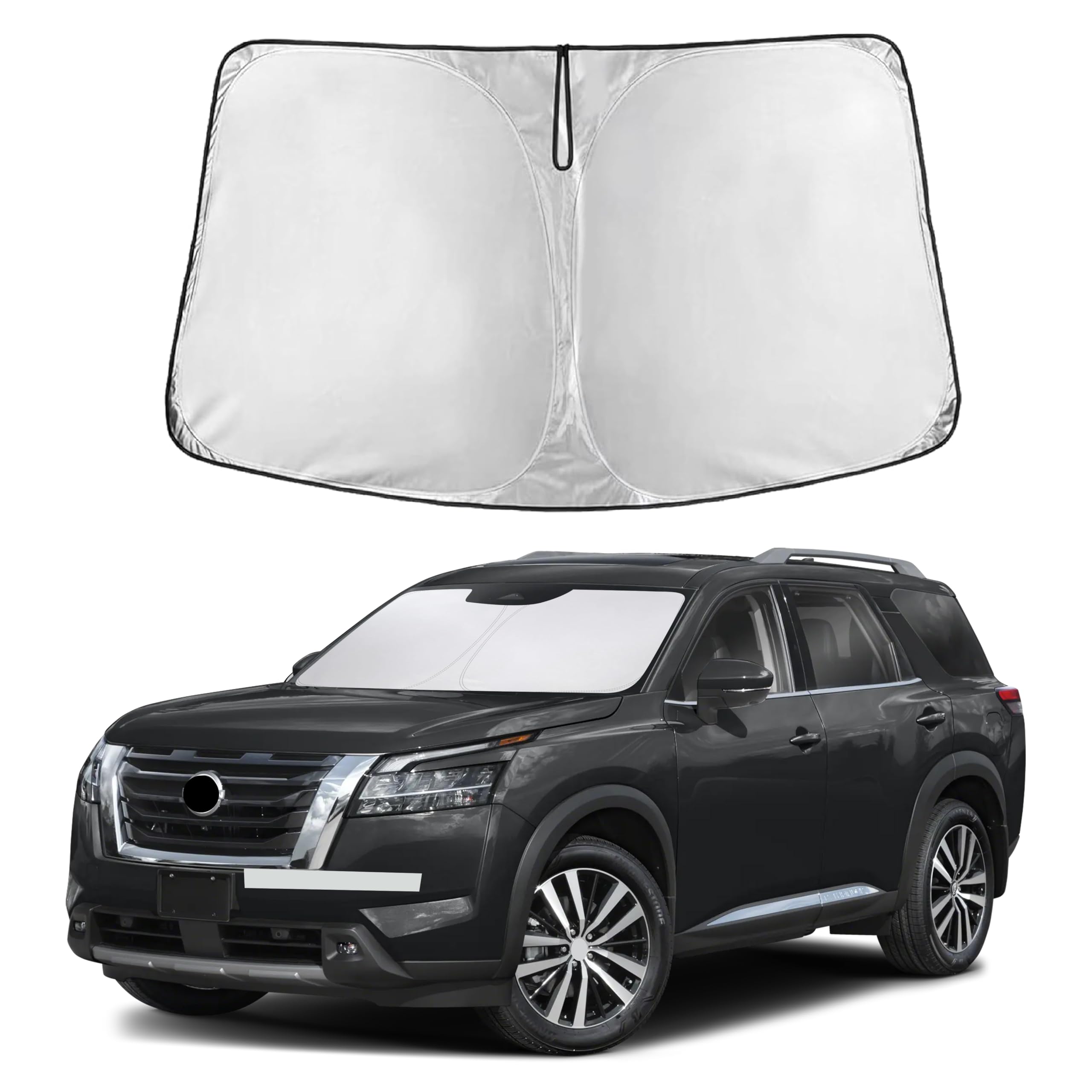 EcoNour Windshield Sunshade Compatible for Nissan Pathfinder 2022-2024 2025 2026, Sun Visor for Front Windshield & Window Sun Shade Cover, UV Heat Blocker & Protector, Car Accessories