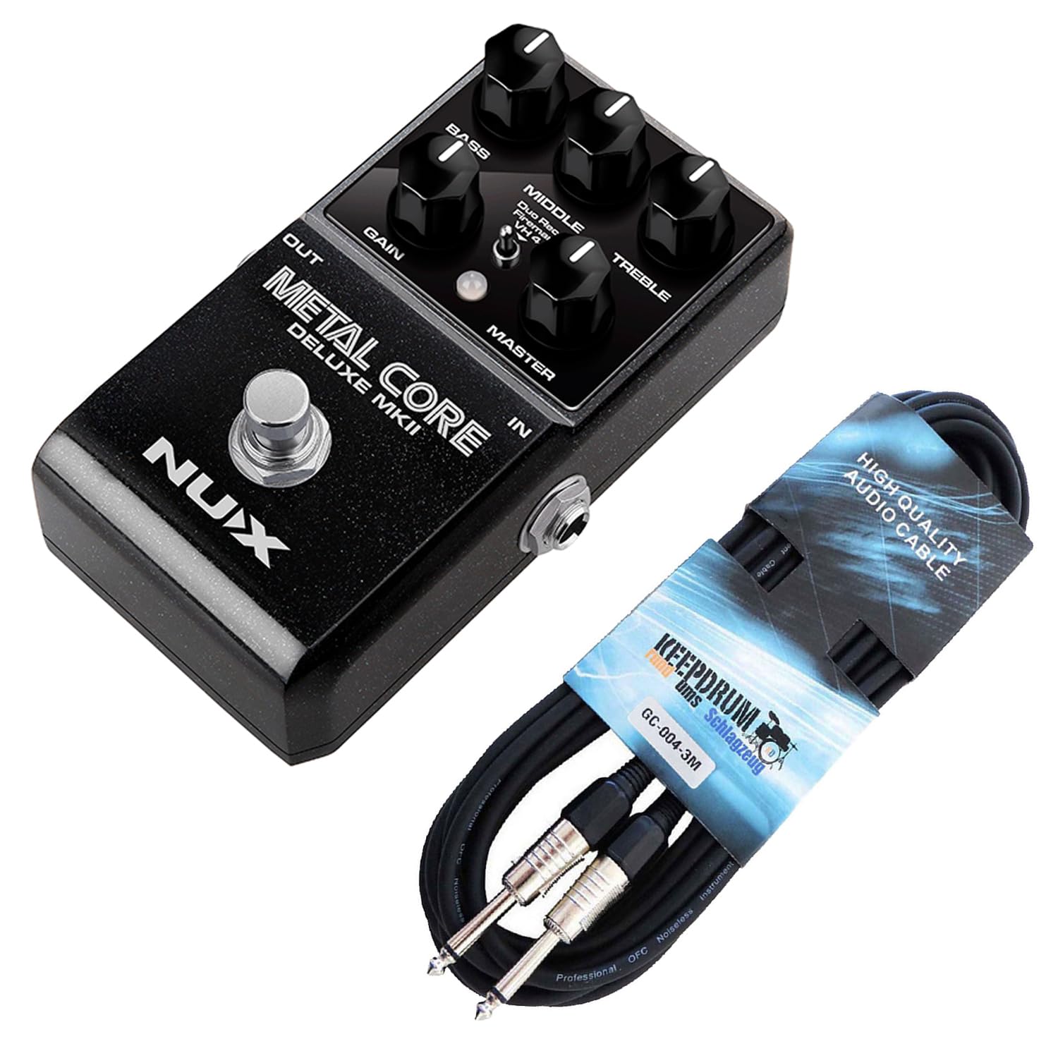 Nux Metal Core Deluxe MKII Effektgerät Preamp Pedal mit keepdrum Klinkenkabel