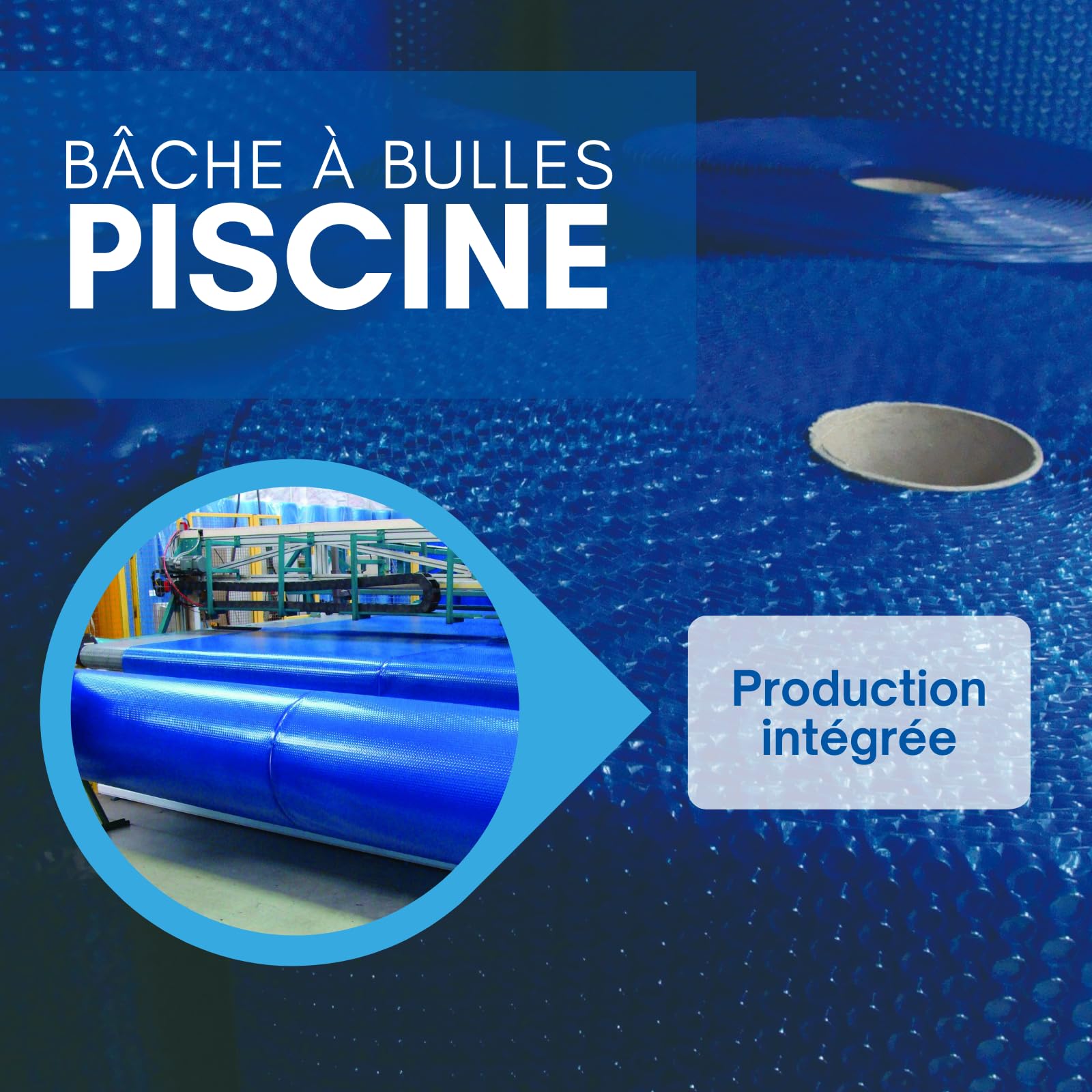 Bache Solaire 505 x 305 cm - Ovale - Bleu - pour Piscine Acier