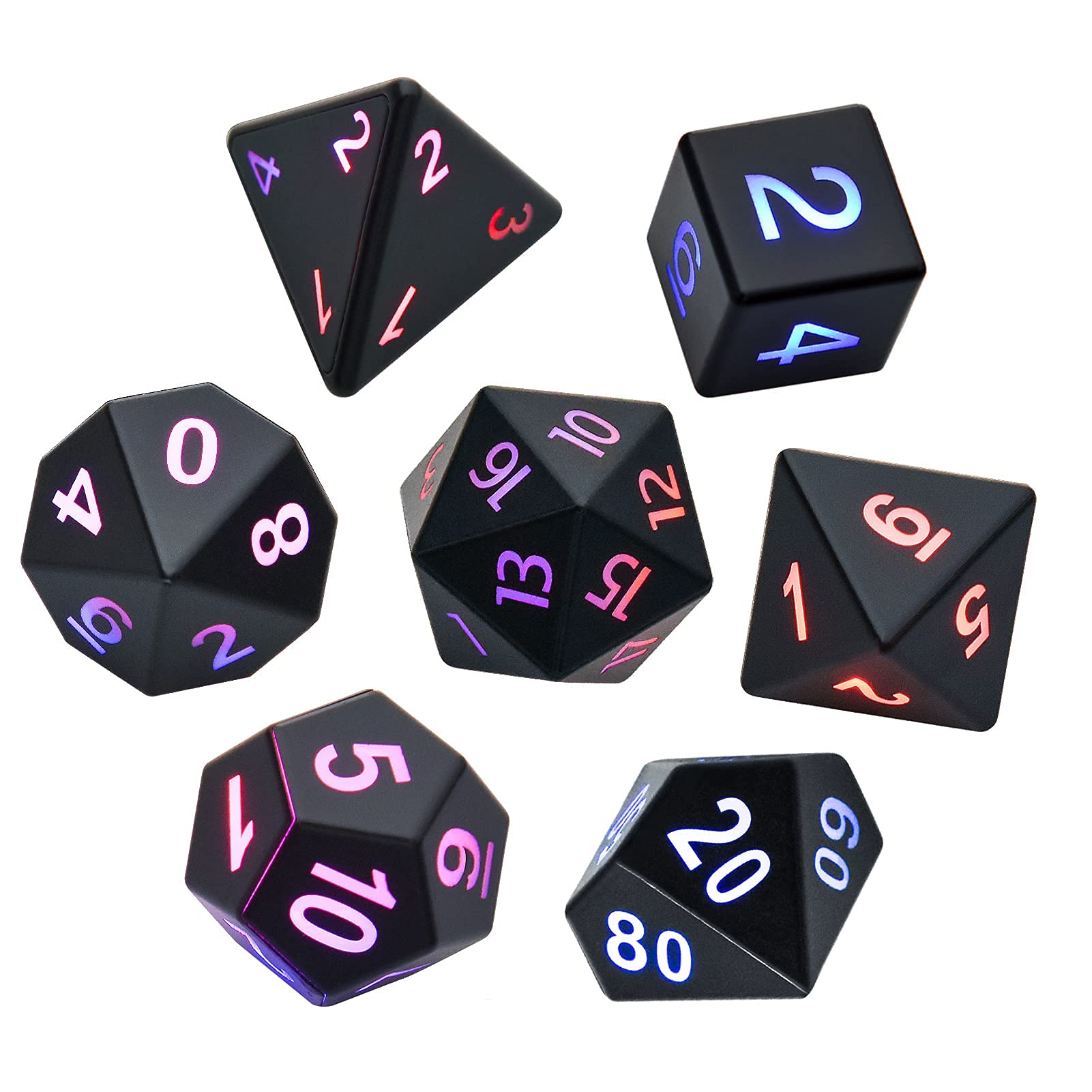 Electronic Dice Set,7 PCS Black for DND Dice Polyhedral Dice Sets for Tabletop Games Dungeons and Dragons D&D Dice MTG Pathfinder Role Playing Game