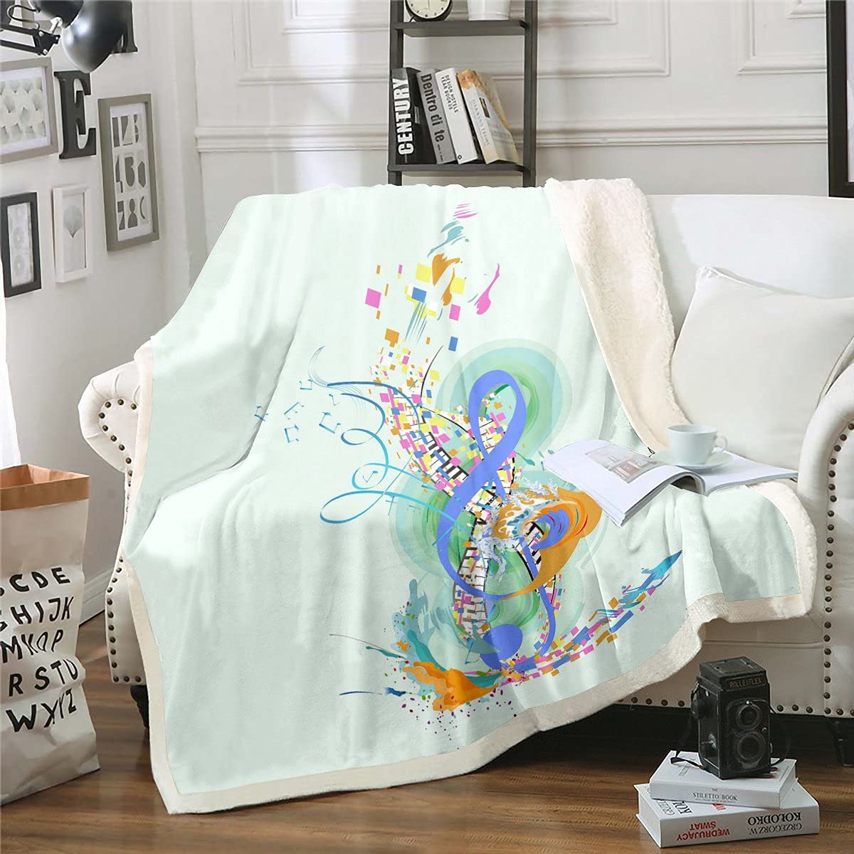 Coperta in pile con musica rock, per bambini, ragazzi e ragazze, decorazione hip hop, coperta in peluche per giovani, hippie, cultura di strada, coperta pelosa, per divano e letto, per letto king