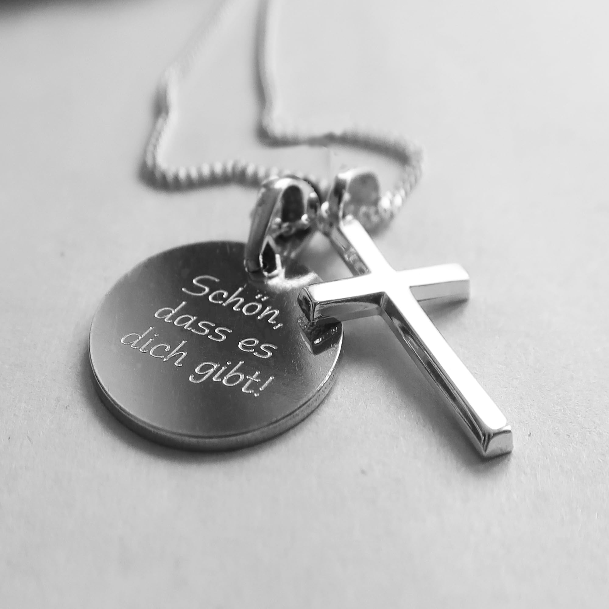 925 Silber Kreuz Kette mit Gravur, Christliches Geschenk | Personalisierte Halskette zur Taufe, Kommunion, Konfirmation, Firmung