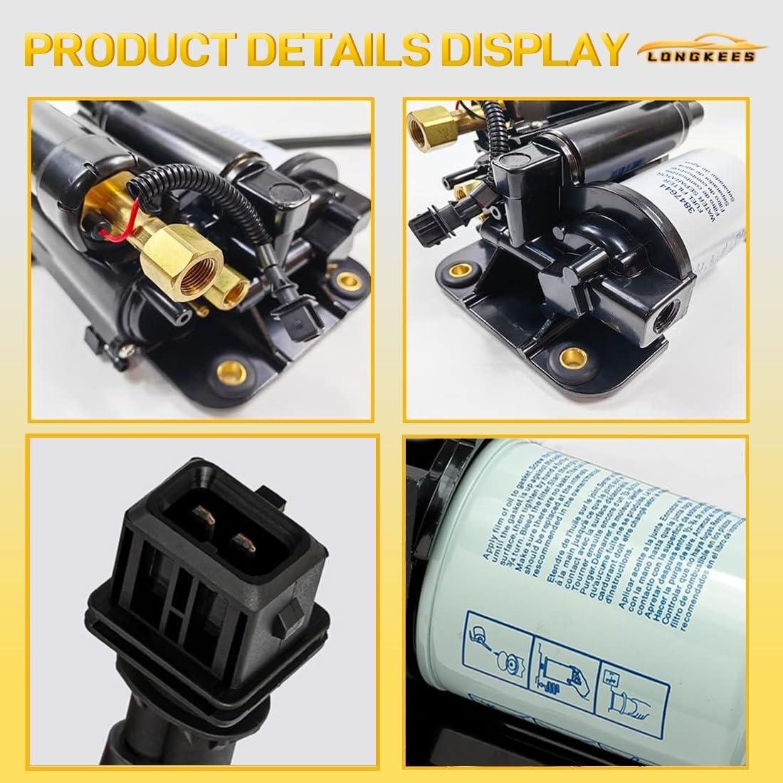 Electric Fuel Pump Assembly FIT for Volvo Penta 4.3 5.0 5.7 GXi Gi OSi Marine Engines, Replace 21608511 3861355 3860210, High & Low Pressure EFI Fuel Pump - Image 6
