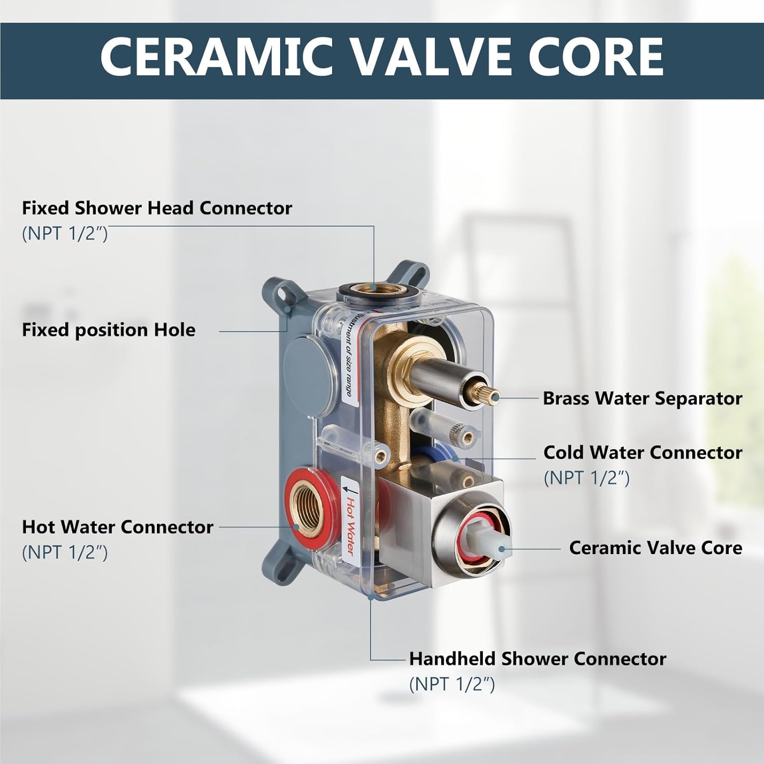Aolemi Ceiling Mount Shower Faucet Set with Handheld Spray High Pressure Shower Faucets Sets Complete Rough-in Valve and Shower Trim Kit System Included Rainfall Brushed Nickel 12 Inch LED Shower Head - Image 5