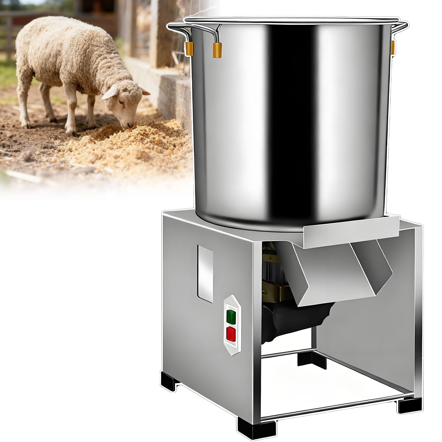 Picadora de Verduras eléctrica Comercial, procesador de Alimentos Comercial, Puerto de alimentación Grande, Rendimiento de 50 a 120 kg/h,para procesamiento de alimento para Aves. 220V-1200W
