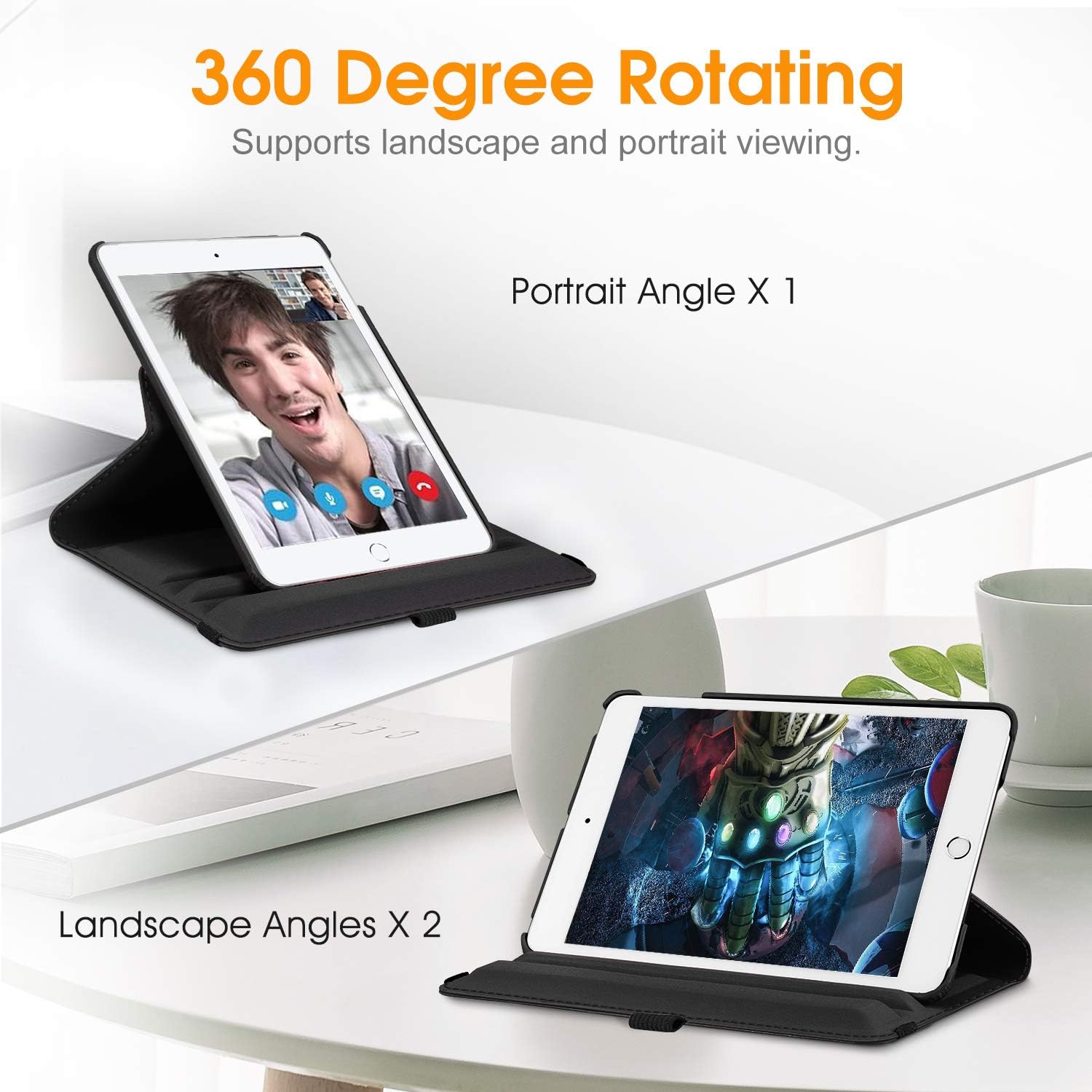 FINTIE Rotating Case for iPad Mini 4-360 Degree Rotating Stand Case with Smart Cover Auto Sleep/Wake Feature for iPad Mini 4 (2015 Release), Black