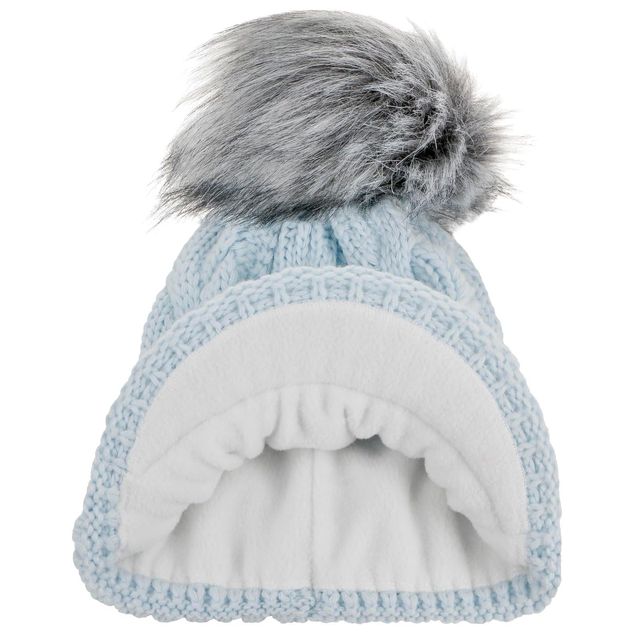 Britta Cable Knit Peak Pull On Mütze Bommelmütze Wintermütze Strickmütze Damen - Made in Italy mit Schirm, Futter, Futter Winter