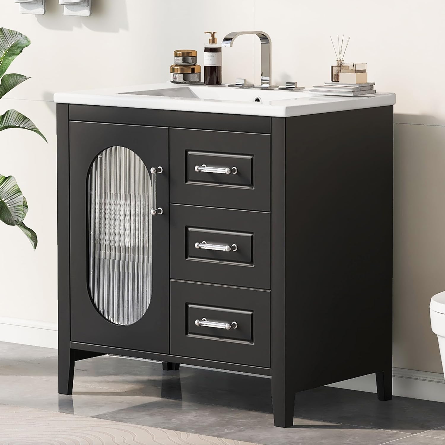 Amazon.com: 30 in Bathroom Vanity with Sink,Wood Single Bathroom Sink ...