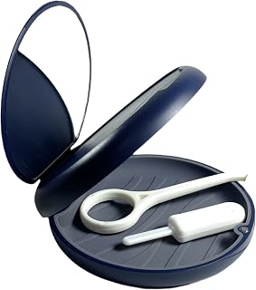 HOLM Retainer and Aligner Case with Mirror, Removal tool and Chewie for Oral Care, Slim Travel size Orthodontic Clear Retainer Box, Dental Mouth Guard Container, Night Guard (Navy Blue)