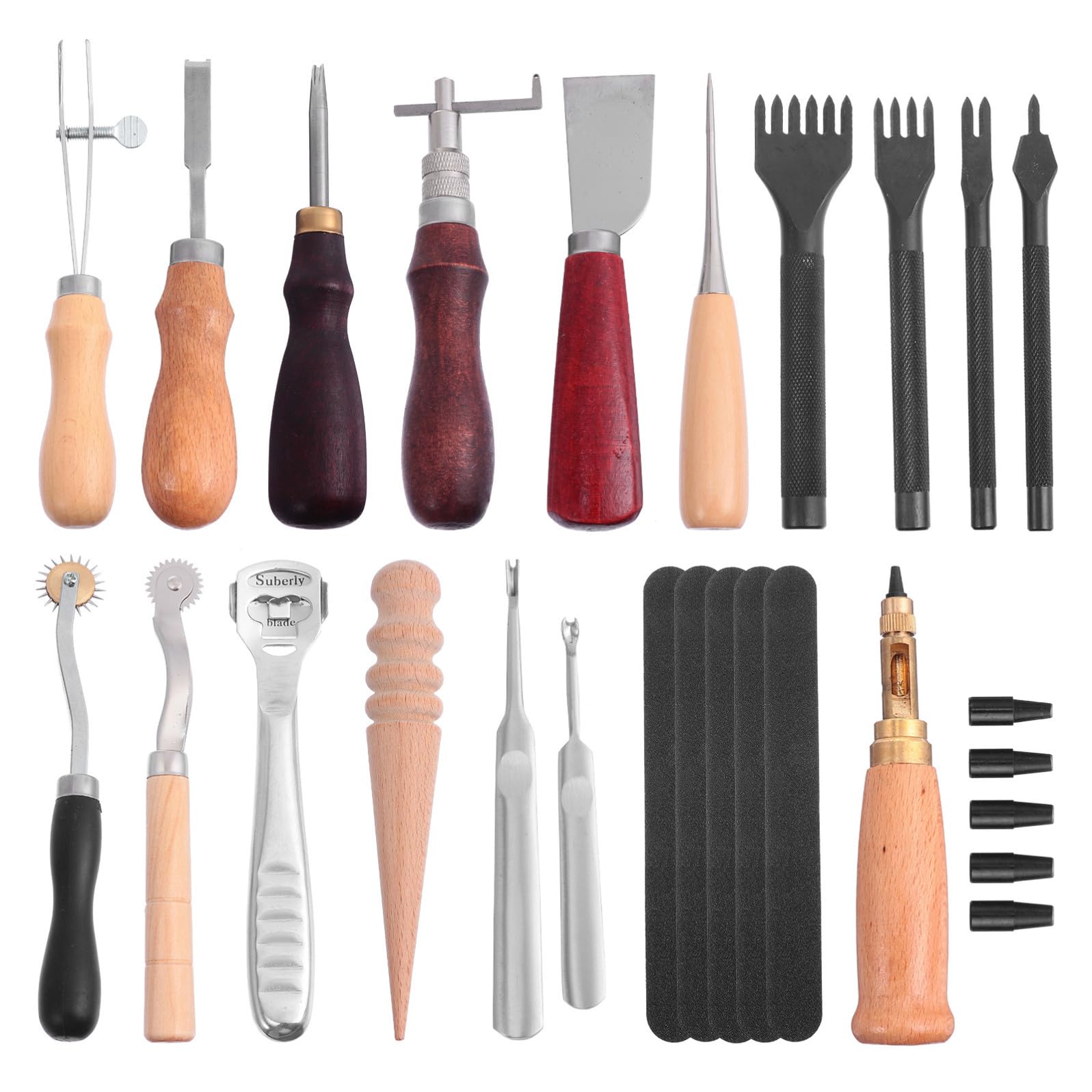 18 Piezas Kit de Iniciación Artesanía en Cuero para Principiantes