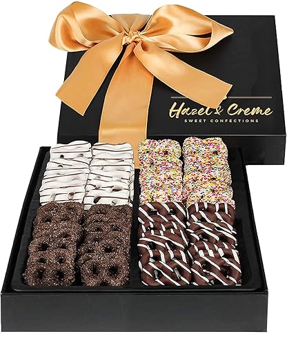 Hazel Creme Mini cesta de regalo de pretzel de chocolate caja de regalo de chocolate arreglo de alimentos gourmet golosina de aperitivos caja grande