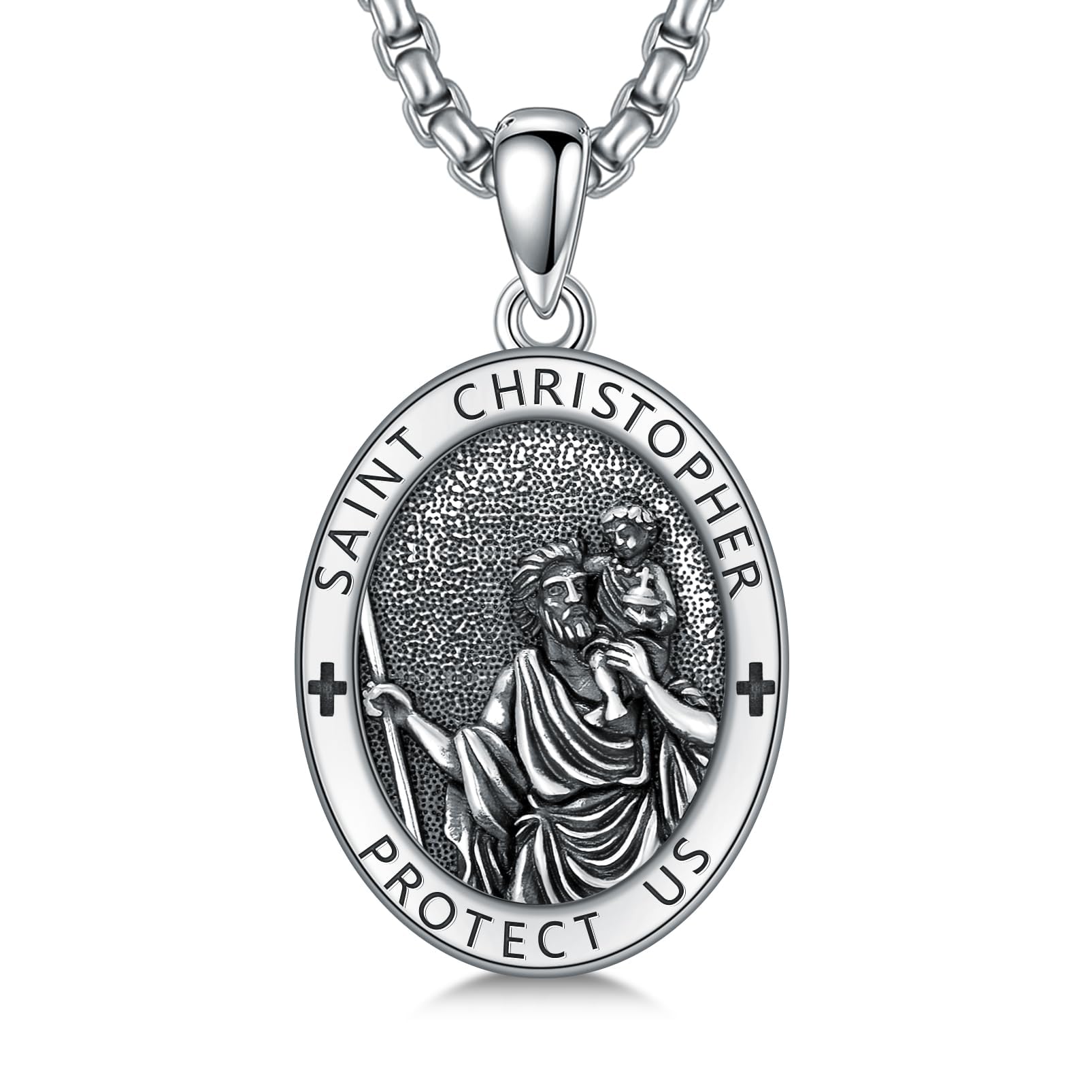 Médaillon St Christophe Argent 925 - Collier Antidote Contre l'Anxiété et les Dangers