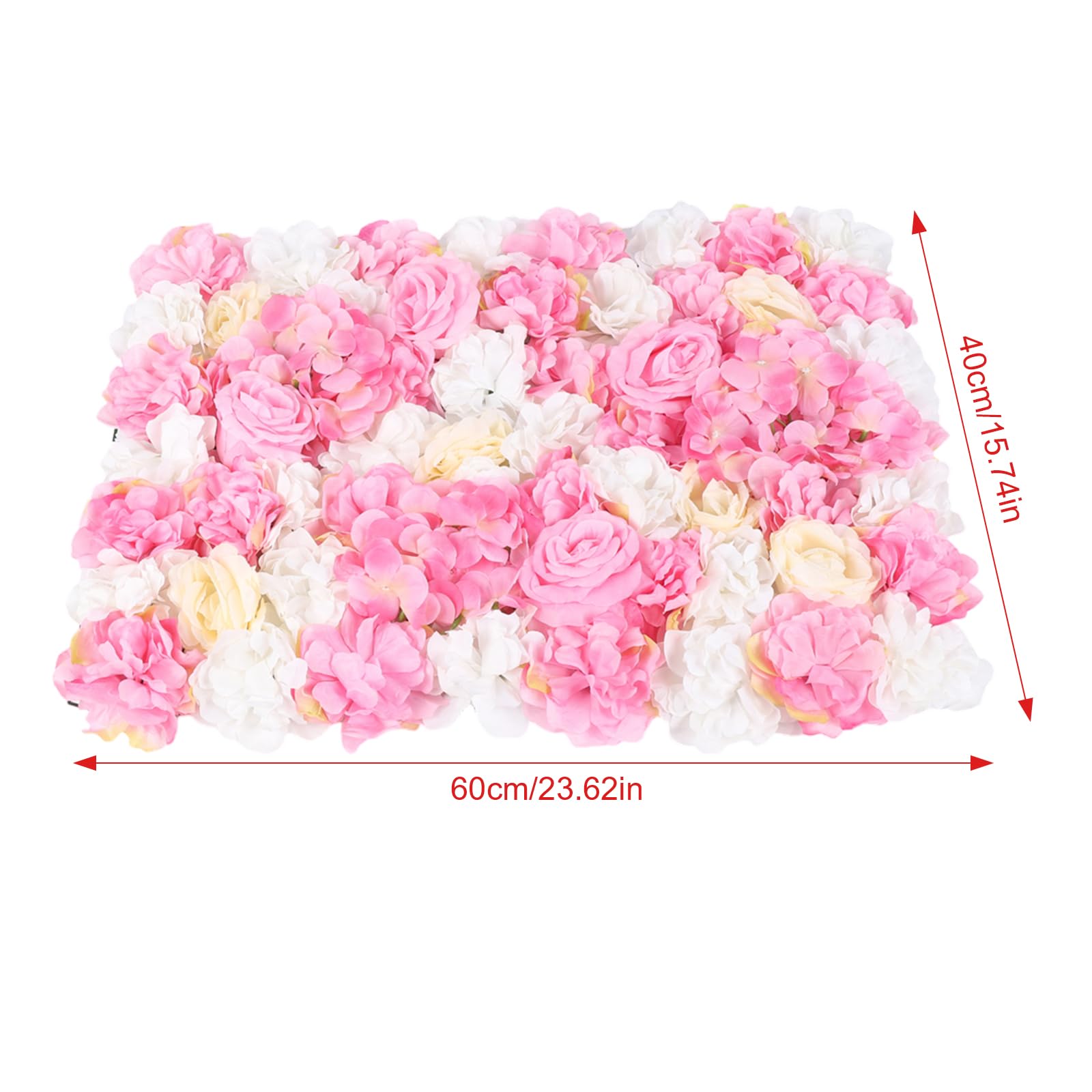 12 Stück Rosa Künstliche Blumen-Wandpaneel, 60 x 40CM Seide Rose Wanddekoration Blumenhintergrund Kunstblumen Deko Rosenwand Dahlienrose für Weddind Bühne Party Foto Hintergrund Heimdekoration