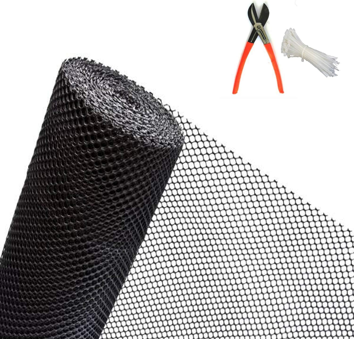 SAI PRASEEDA UV Stabilized Garden Fencing Net_Tree Guard Net_Anti Bird Net_PVC Virgin HDPE_4 Feet Height X 25 Feet Length_Black Color_800 GSM with 1 Cutter and 100 PVC Tags SHJAMN16