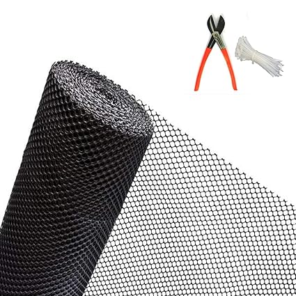 MESH Masters UV Stabilized Garden Fencing Net_Tree Guard Net_Anti Bird Net_PVC Virgin HDPE_3.3 Feet Height X 5 Feet Length_ Black Color_800 GSM with 1 Cutter and 50 PVC Tags MMFI12