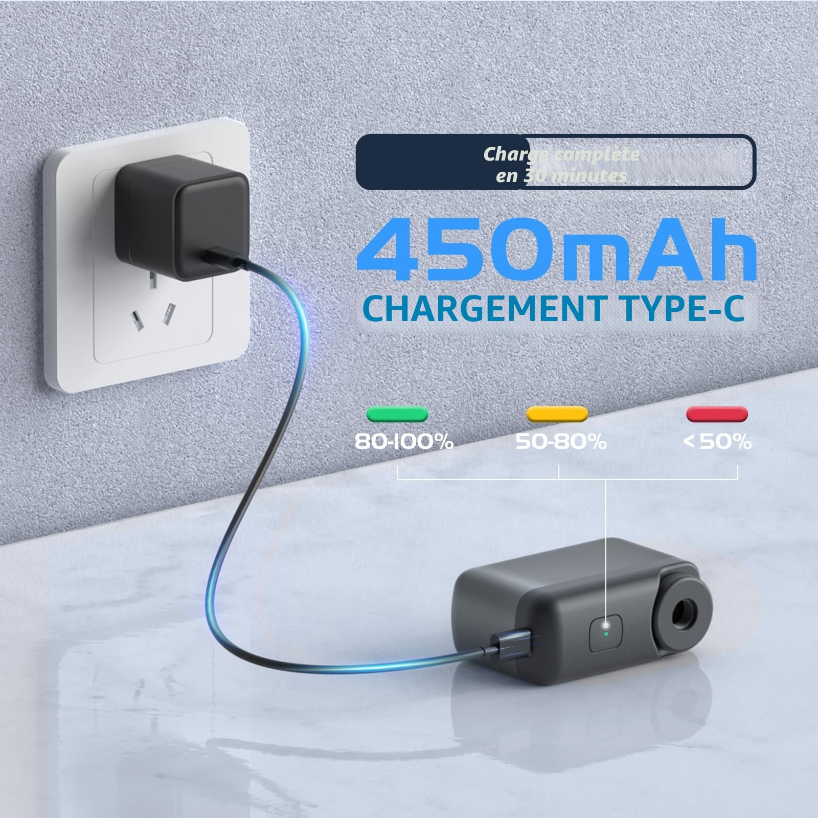 Mini Pompe à vélo, Pompe à vélo électrique Portable, gonflage Rapide 120PSI, Batterie Rechargeable Type C, avec valves Shrader et Presta pour vélos de Route (sans Affichage)