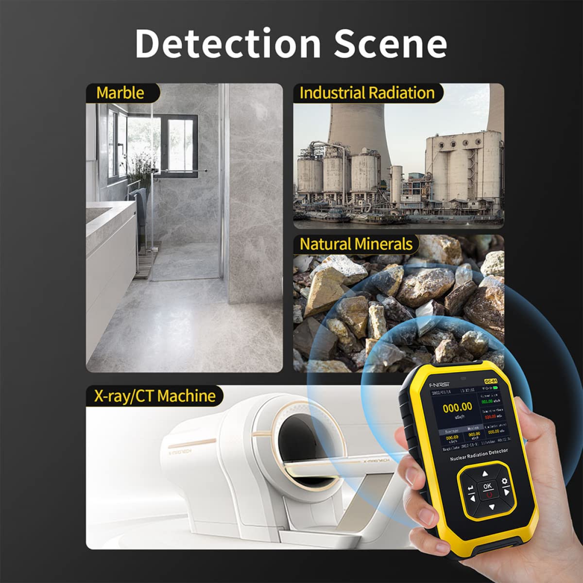 RANRAO Geigerzähler Geiger Nuklearstrahlungsdetektor, Dosimeter Strahlungsdetektor zur Messung Beta Gamma Röntgen-Tester, radioaktiver Detektor, radioaktiver Tester, Radioaktivität, Röntgenerkennung