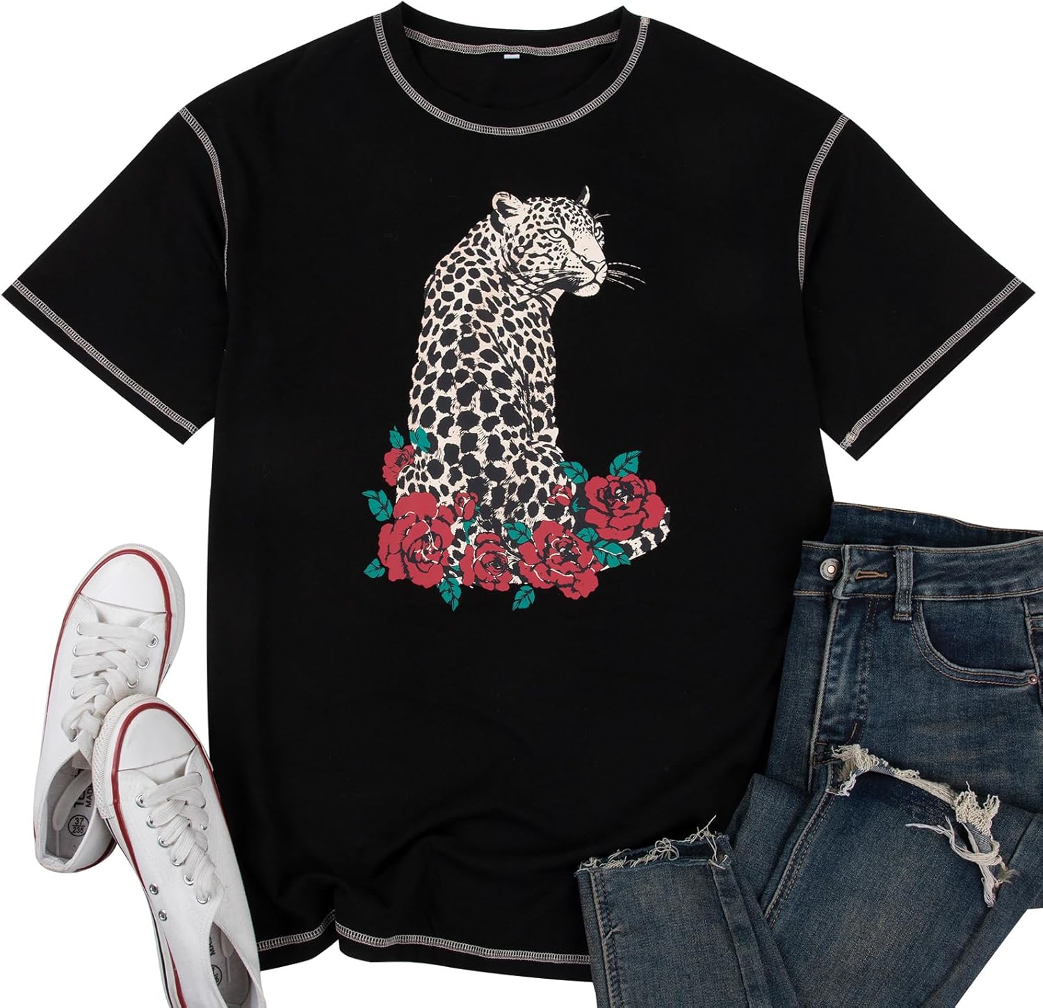 Womens Oversized Tshirt Y2k Western Outfits Animals Graphics Tees Cowgirls Short Sleeves Tops - Image 4