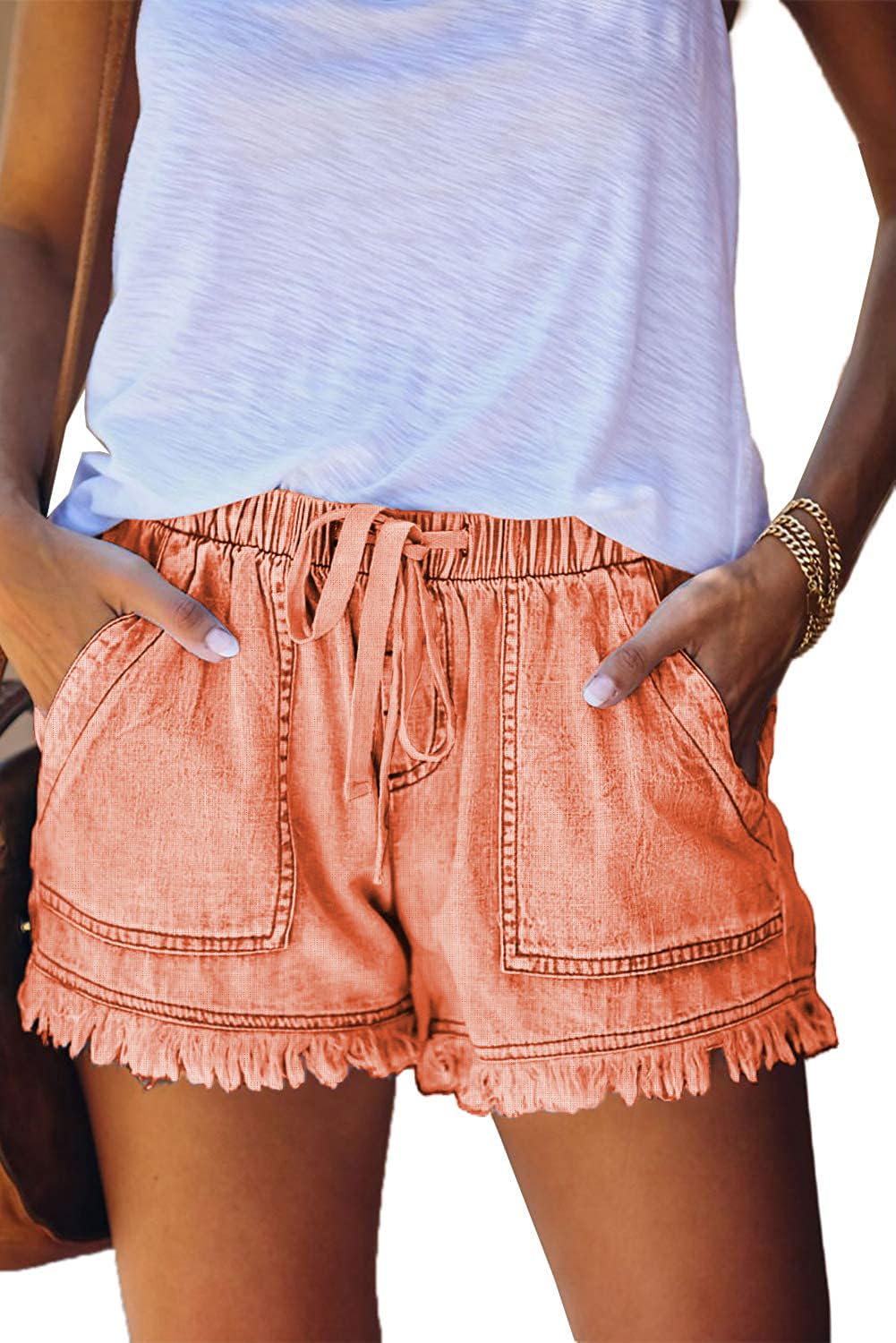 YOCUR Womens Casual Shorts,Lightweight Trendy Comfy Cute Drawstring Shorts