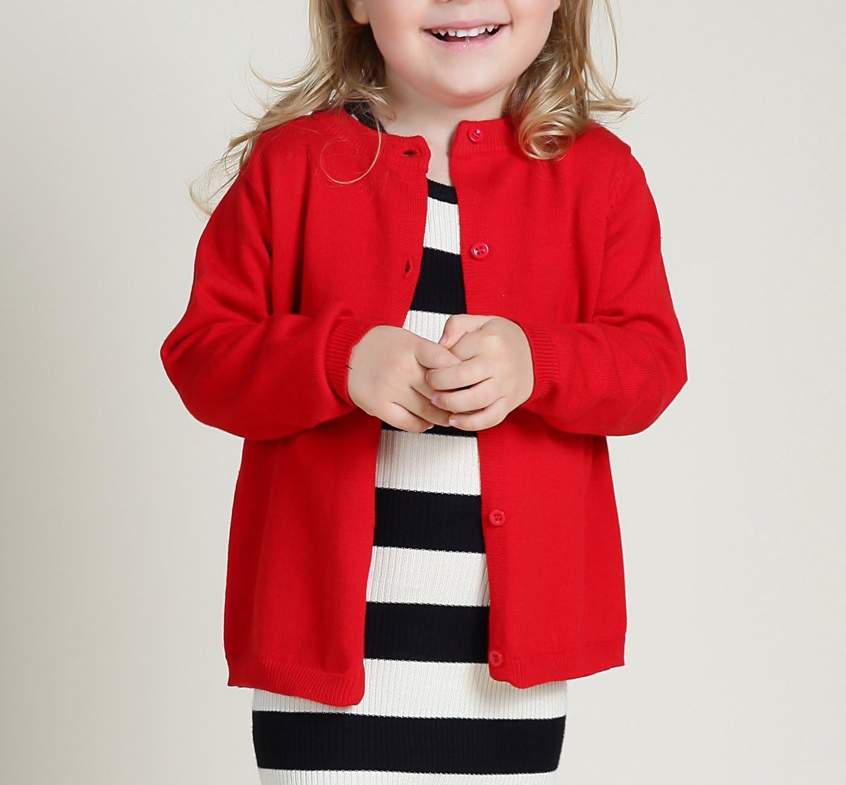 Girls Crewneck Cardigan Long Sleeve Children Button Cotton Sweater Uniform Sweaters for Little Girls - Image 2