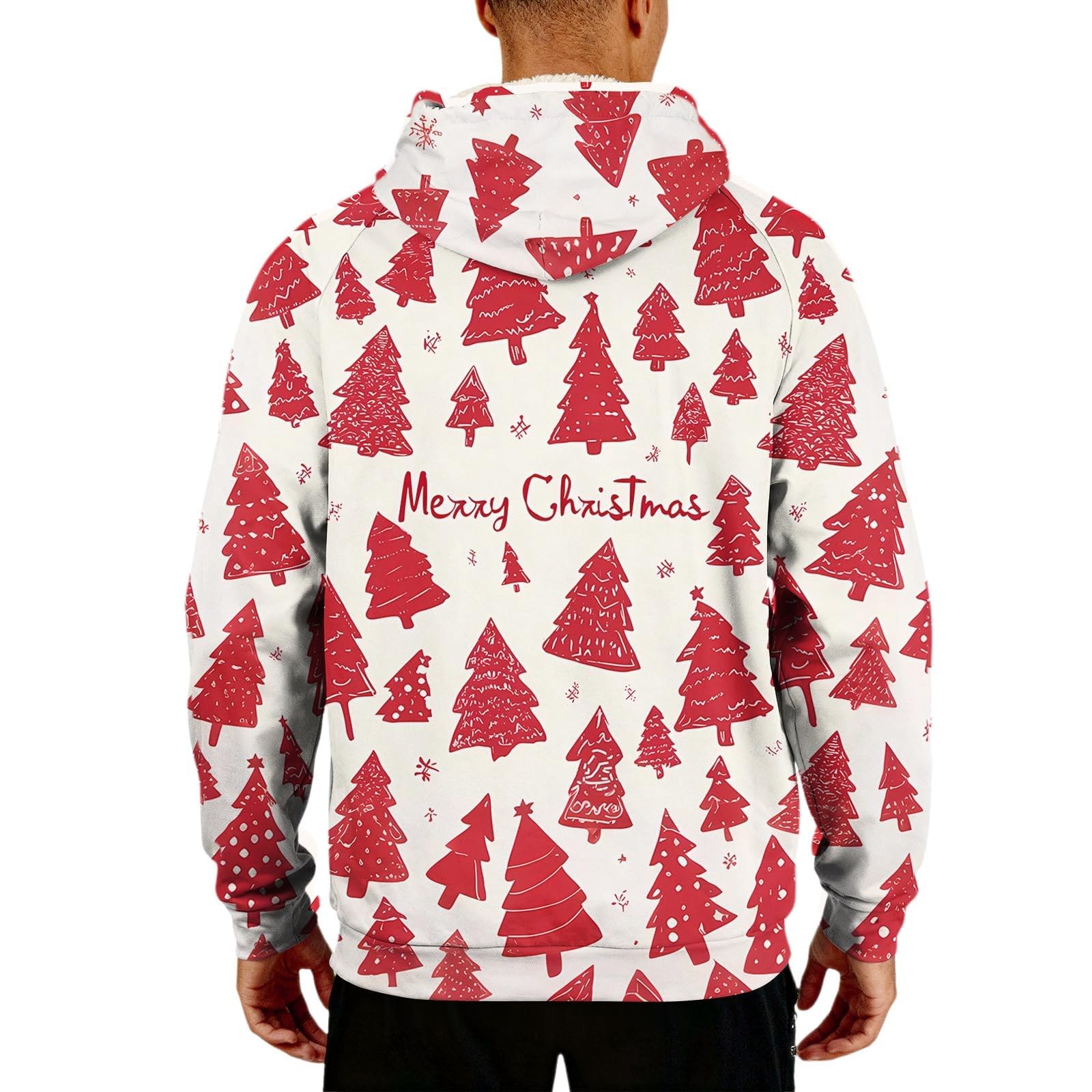 Suéter de Navidad con forro polar para hombre, divertido árbol de Navidad, copo de nieve, sudaderas, trajes de Navidad, cálidos, sherpa, manga larga, suéteres, tops, disfraces navideños, ropa de
