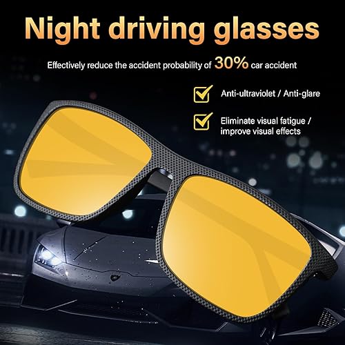 Miniatura 3 de Gafas polarizadas de conducción de visión nocturna para hombre, lentes amarillas HD, antideslumbrantes, gafas ligeras, marco de lentes