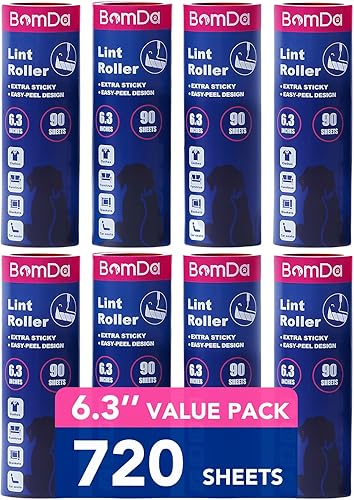 Miniatura 10 de Rodillo de pelusa de superficie grande extra pegajoso, rodillo gigante de pelusa de 6.3 pulgadas para pelo de mascotas, 270 hojas3 repuestos,