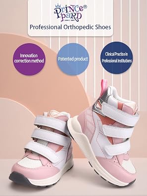 princepard Toddlers Orthopedic Shoes,Kids High Top Corrective Sneakers with Arch & Ankle Support for Girls and Boys to Correct Foot Problems