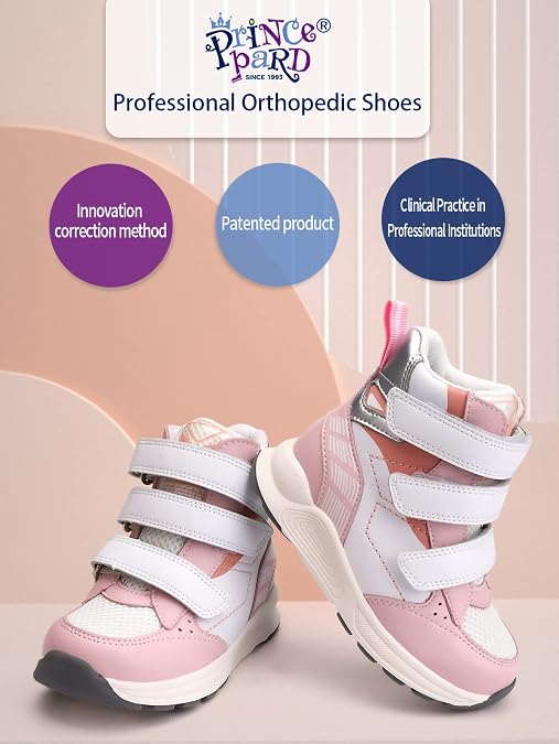 princepard Toddlers Orthopedic Shoes,Kids High Top Corrective Sneakers with Arch & Ankle Support for Girls and Boys to Correct Foot Problems
