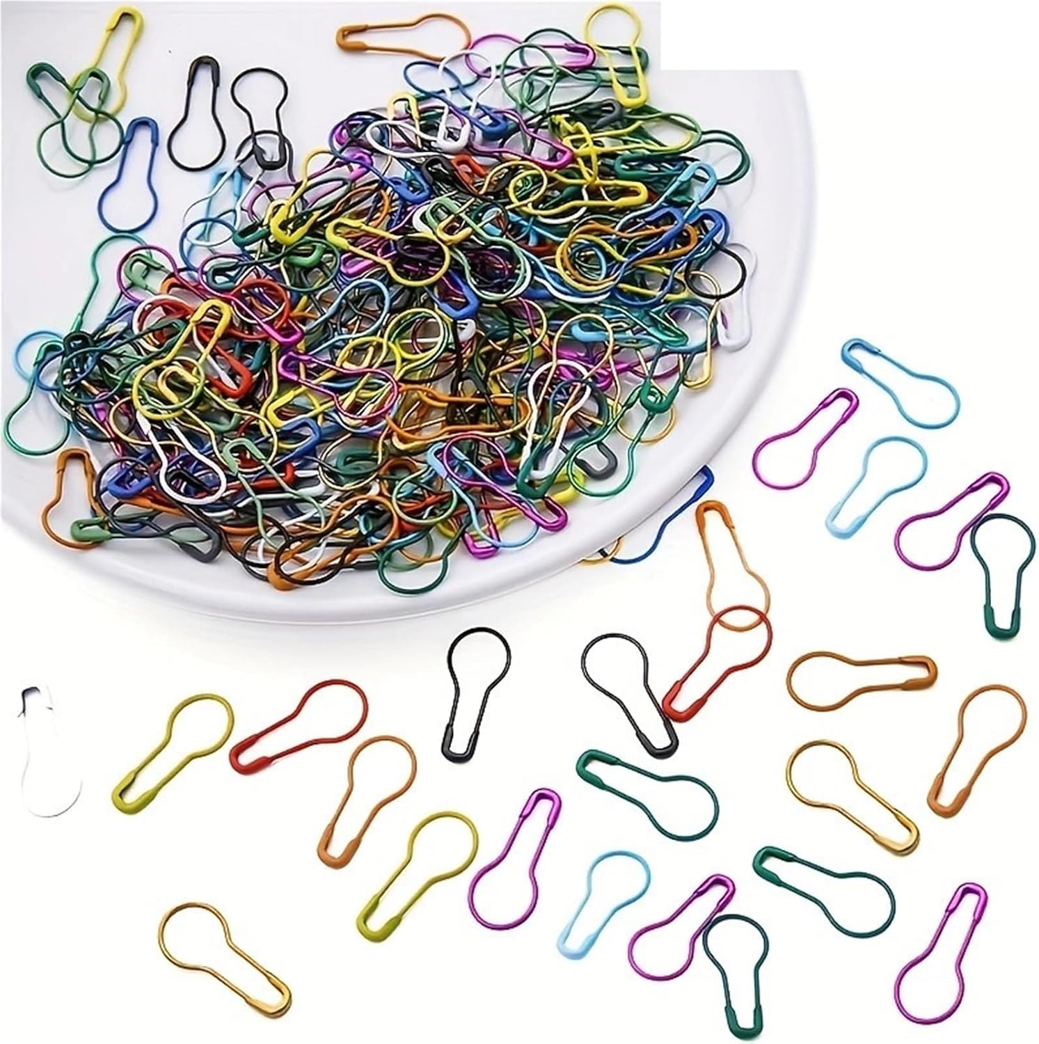 Crochet Markers 100pcs Metal Gourd Pins Crochet Locking Knitting Cross Stitch Marker Tag Clips Hangtag DIY Sewing Tools Needle for Craft