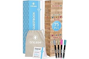 75-Piece Rustic Wooden Block Message Book for a Wedding Guest Book Alternative...