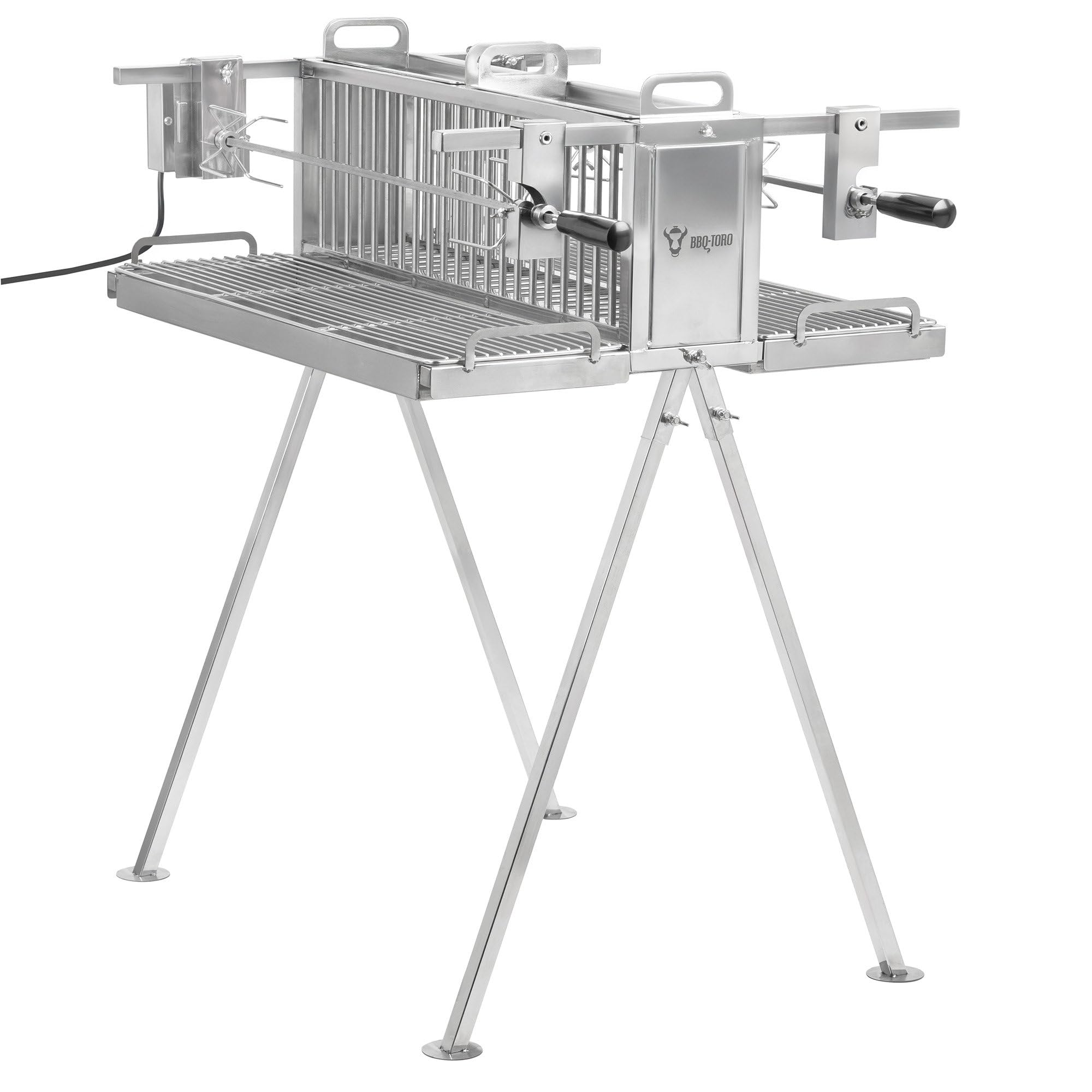 BBQ-Toro Edelstahl Doppel Spießgrill mit Motor | Vertikalgrill mit zwei Grillspießen, Hähnchengrill | Spießbratengrill, Elektrischer Drehspieß Grill | Rotisserie Grill, Drehspießröster