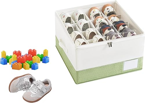 Organizador de zapatos para niños para armario, gran capacidad, 16 rejillas, organizador de zapatos para niños pequeños, cestas divisores