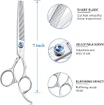 JASON 7" 50 Dents mince chien mélangeur de ciseaux, ergonomie animal grooming thinner blender shears Cat Trimming Kit de Texturisation avec poignée offset et une vis jewelled, 40-45% minceur taux cadeau