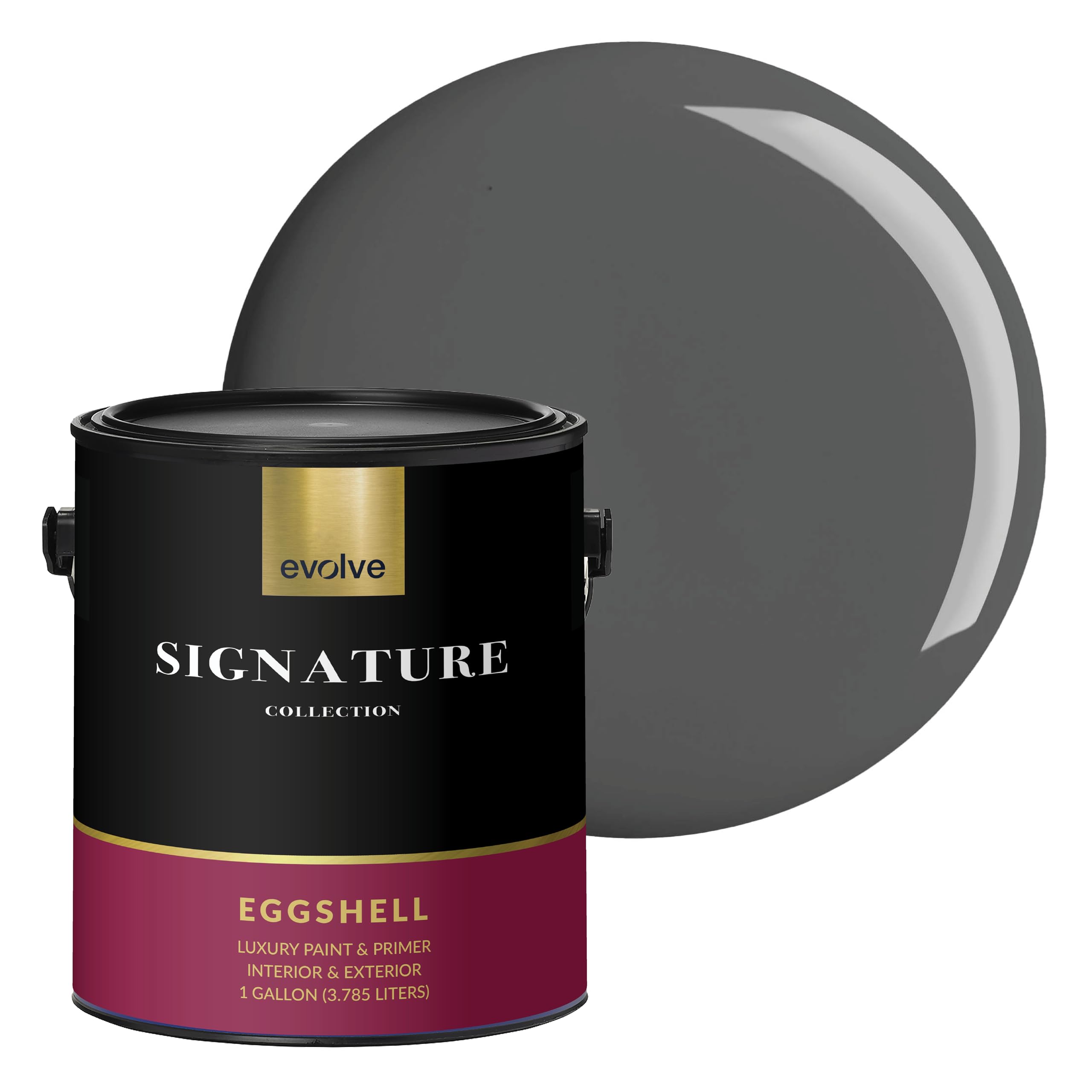 EVOLVE Signature Collection Luxury Interior Paint & Primer, Eggshell Sheen (Slate Gray), 1 Gallon