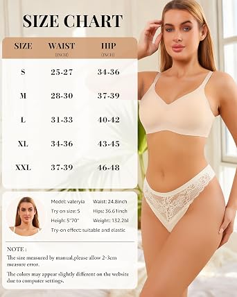 LEVAO Lace Thongs for Women, Low Waisted Underwear, No Show G-String Panties