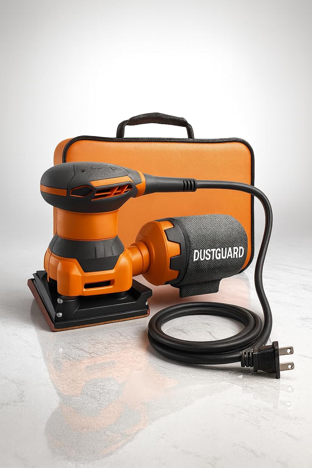 2.4 Amp Corded 1/4 Sheet Sander Kit with 3 Sanding Sheets (120/180/220 Grit), Dust Bag, Paper Punch, Contractor Carry Bag & Vacuum Adapter – 8-Ft Cord, Easy-Load Clamp – Compatible with RIDGID Models