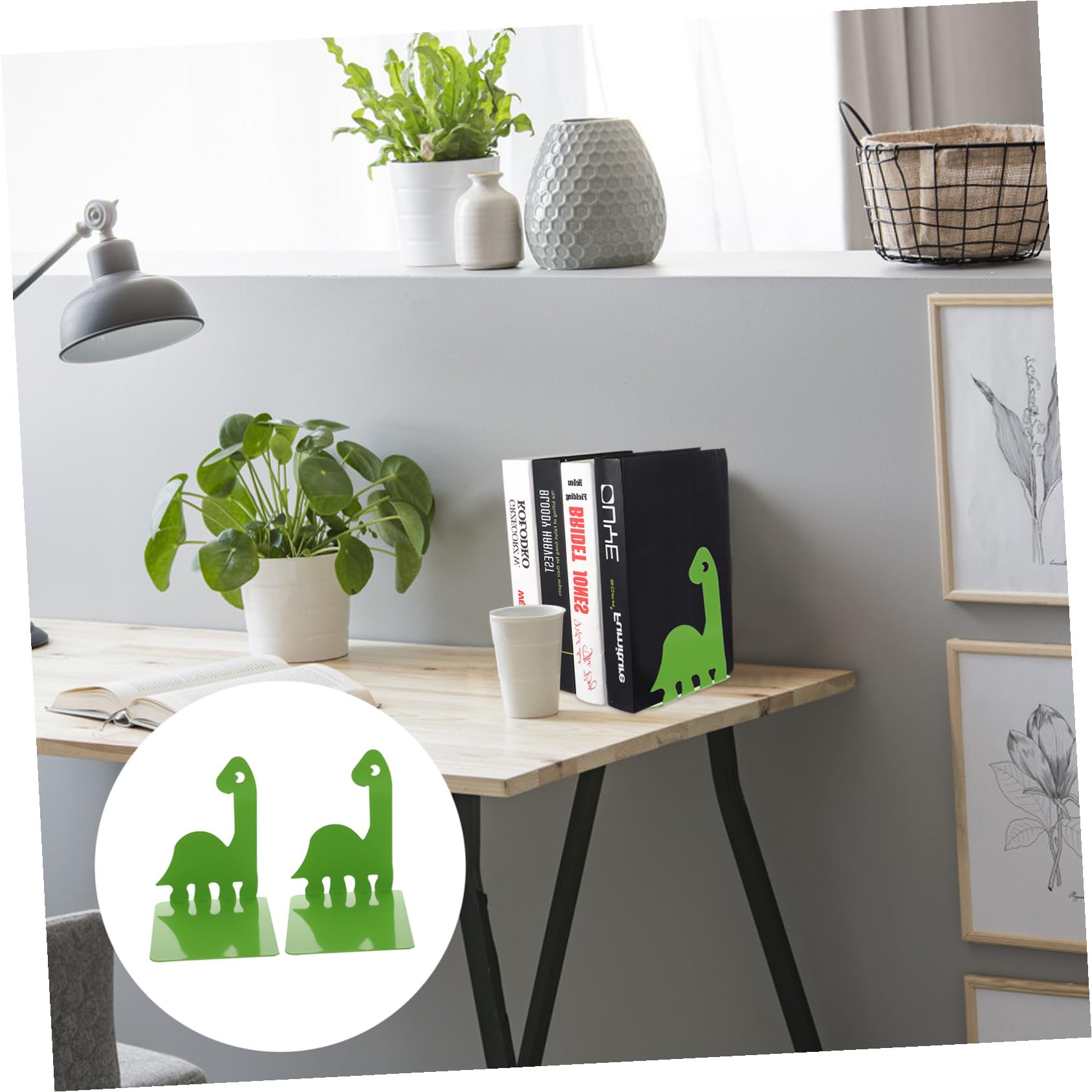 Fermalibri in Metallo di Dinosauro da Antiscivolo per Mensole e Scrivania Libri Decorativo e Robusto per Ufficio Studio e Casa