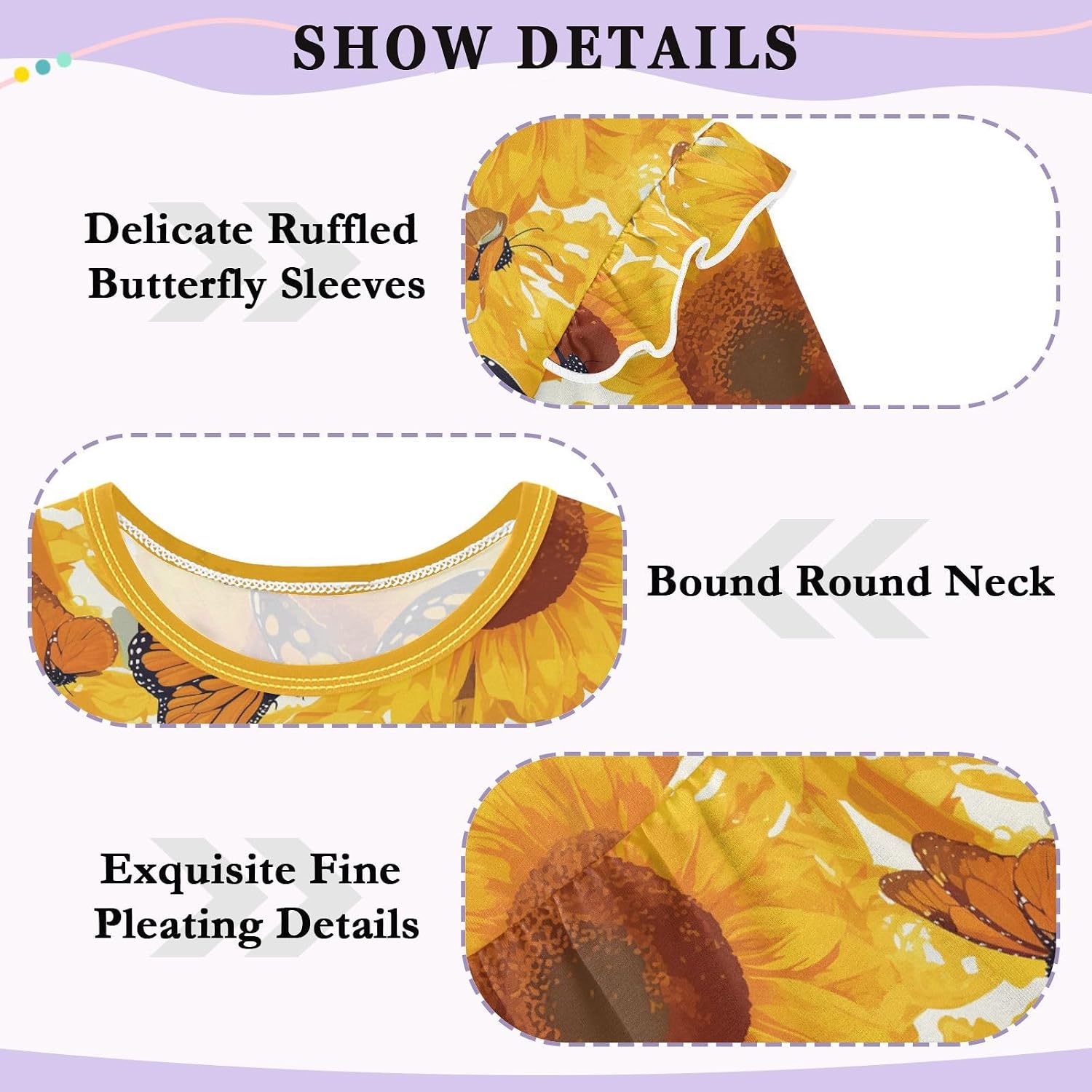 visesunny Toddler Clothes for Girls Butterfly Sunflower Pattern Long Sleeve Fall Shirts Cotton Top with Ruffle Collar