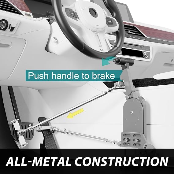 Handicap Drivers Fixed Hand Controls Permanent Device for Automatic Cars | Push and Pull Driving Aids, Car Pedal Assist Controls for Disabled, Safe and Permanent Install Assistance Equipment