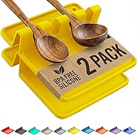 Vista 15 de Cooler Kitchen Soporte de cuchara de silicona naranja para estufa con almohadilla de goteo (paquete de dos) – Resistente al calor sin BPA Soporte