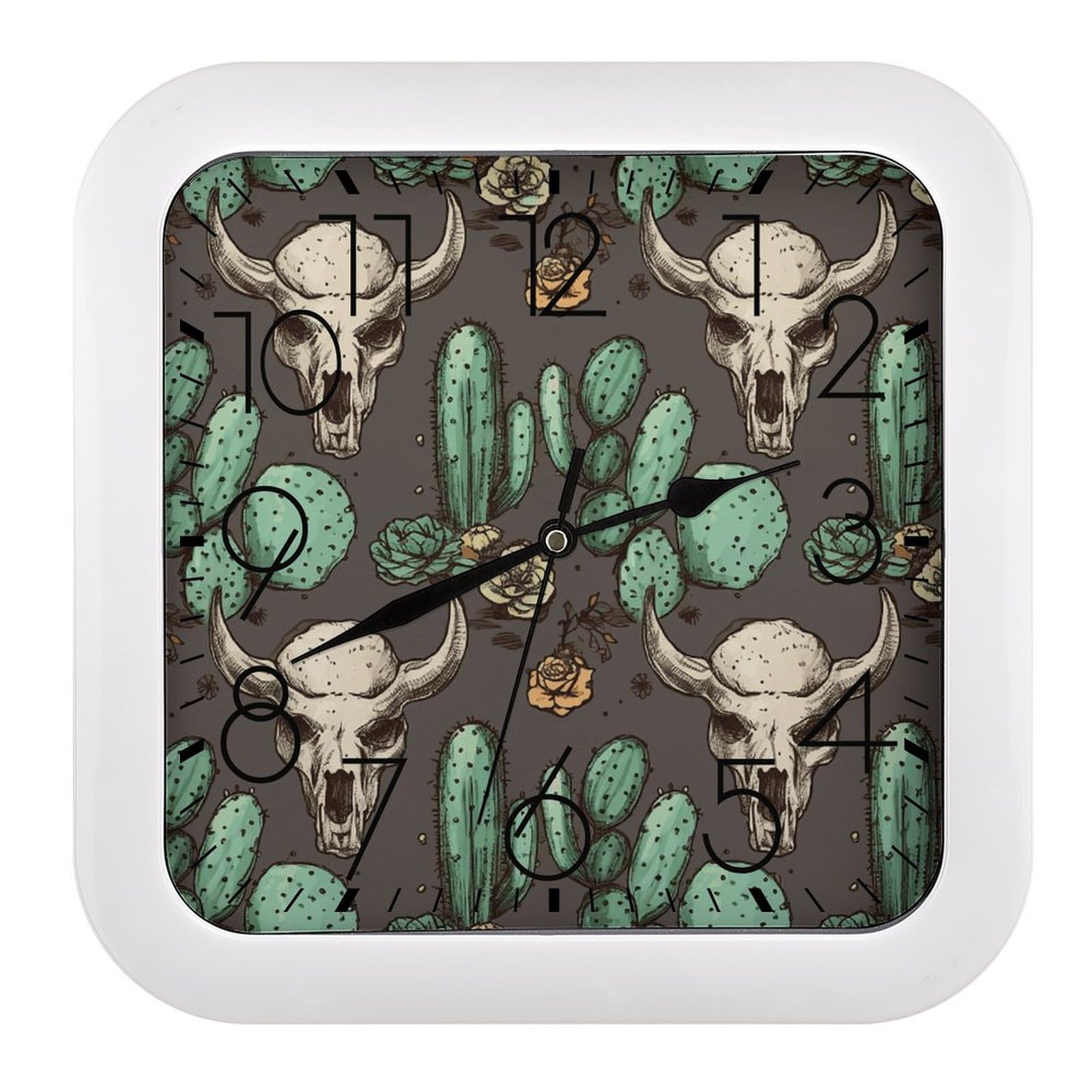 Horloge sans tic-tac pour chambre et salon motif crâne de taureau
